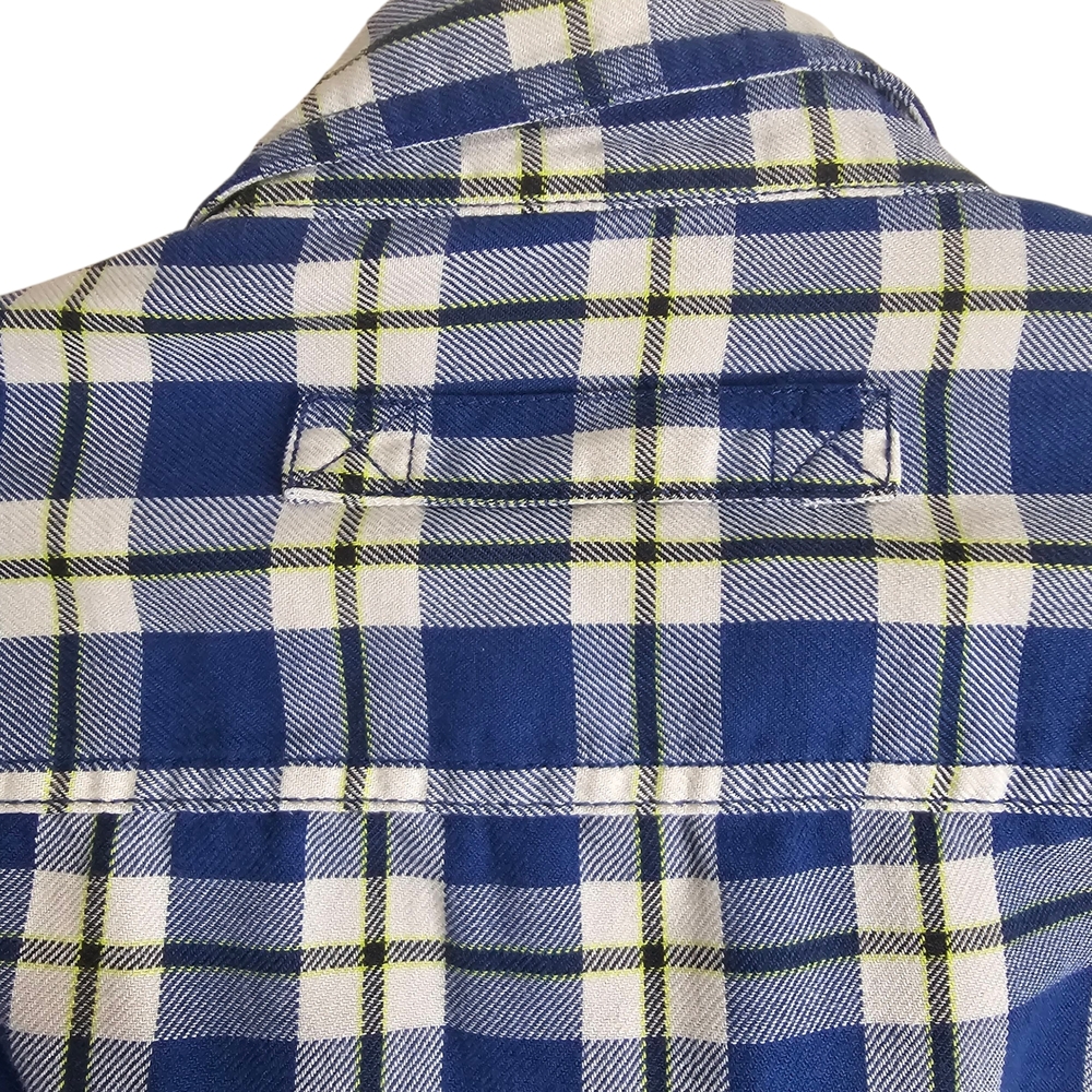 Duluth Trading Co Blue White Plaid Button Down Work Shirt Gusseted Pits Size XL - Picture 6 of 8